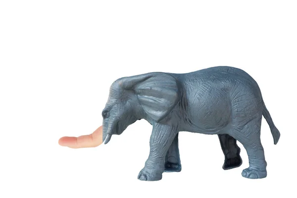 Criar Ideia Brinquedo Elefante Com Dedo Quando Combinado Isolado Fundo — Fotografia de Stock