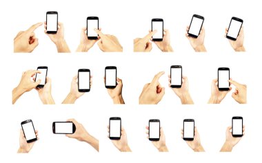 akıllı telefon koleksiyonu beyaz arkaplanda izole