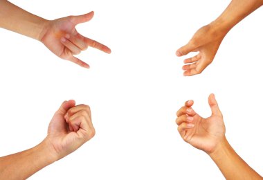 four hand collection in gestures isolated on white background clipart