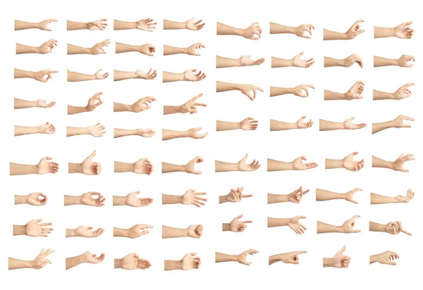 Hand Collection Gestures White Skin Isolated White Background — Stock Photo, Image