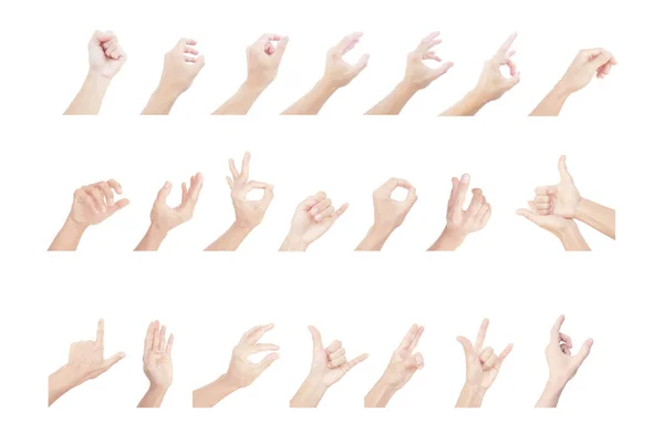 Hand Collection Asian Man Gestures White Background — Stock Photo, Image