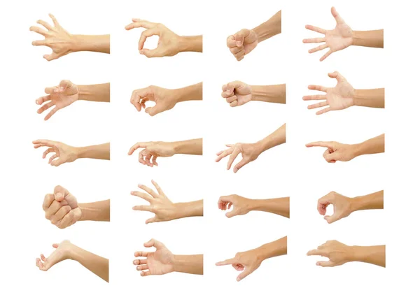 Multiple Hand Gestures Asian Man Symbol Show Out Isolated White — Stock Photo, Image