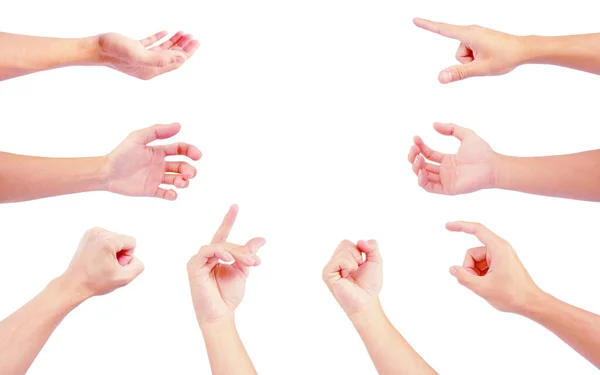 Hand Collection Gestures Isolated White Background Asian Man — Stock Photo, Image