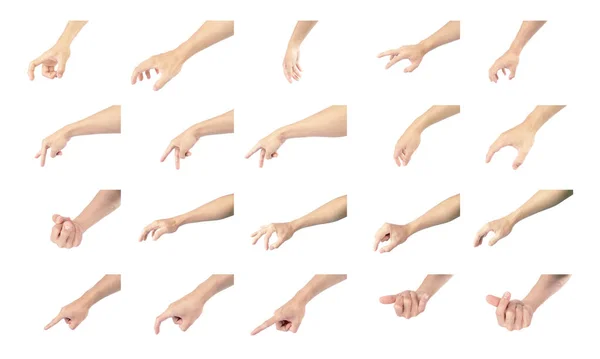 Руки Человека Коллекции Жесты Изолированы Белом Фоне — стоковое фото