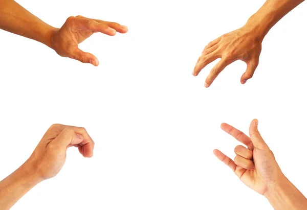 Four Hand Collection Gestures Isolated White Background — Stock Photo, Image