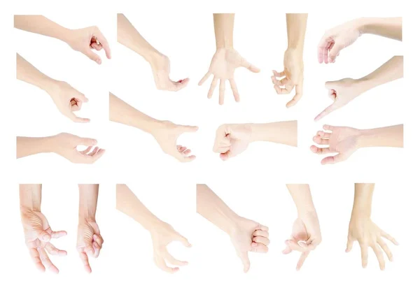 Кілька Колекційних Рук Символьних Жестах Руки Людини Ізольованому Білому Тлі — стокове фото
