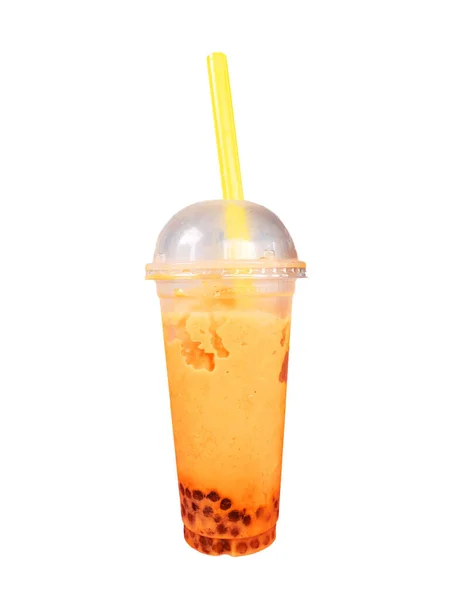 Pearl milk tea on white background