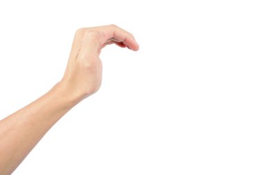 İnsan eli, beyaz arka planda izole edilmiş yılan mimisali.