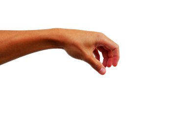 Elini uzat ve beyaz arkaplanda bir şeyler yakala.