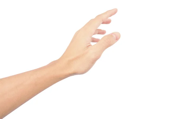 Ręka Człowieka Pokazać Gesty Izolowane Białym Tle Białą Skórą — Zdjęcie stockowe