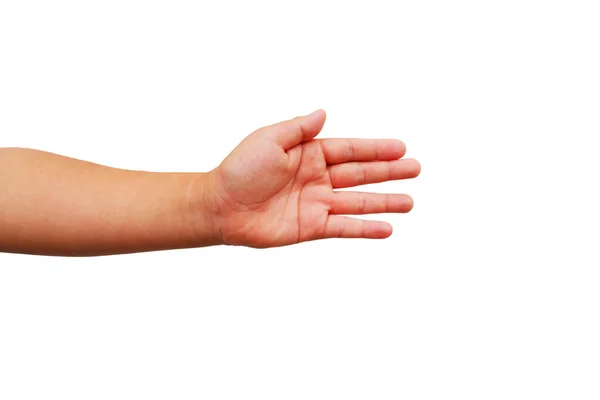 Hand Fat Girl Gestures White Background — Stock Photo, Image