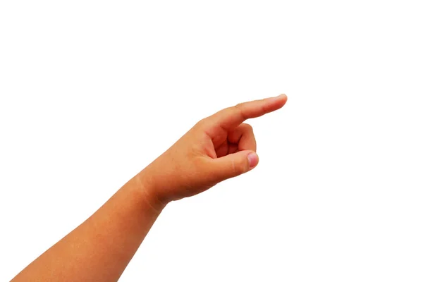 Hand Fat Girl Gestures White Background — Stock Photo, Image