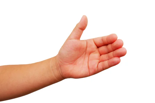 Χέρι Του Λίπους Κορίτσι Χειρονομίες Λευκό Φόντο — Φωτογραφία Αρχείου