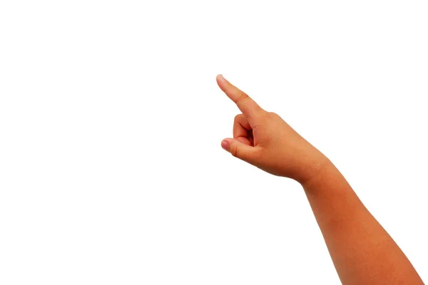 Hand Fat Girl Gestures White Background — Stock Photo, Image