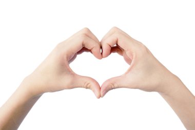 Beyaz arka planda el kol hareketleri yapan bir kadın.