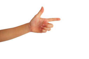 Kadın eli beyaz arkaplanda izole edilmiş doğru hareketi gösterir