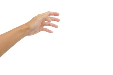 El hareketi beyaz arka planda yakalamak için uzanmaktır