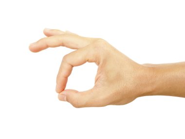 Erkeklerin el hareketi beyaz arka planda izole edilmiş filip jesttir.