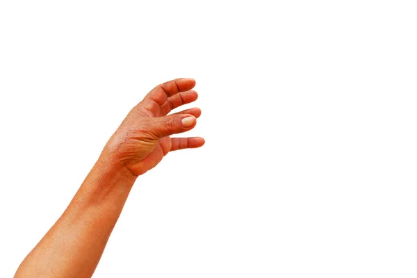 Χέρι Της Μεσήλικης Γυναίκας Δείχνουν Χειρονομία Αρπάξει Κάτι — Φωτογραφία Αρχείου