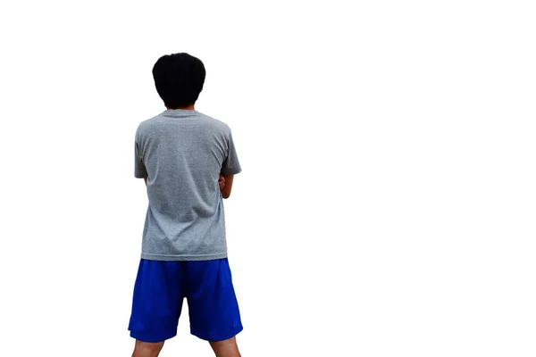 アジアの男は白い背景に孤立した腕で立っている — ストック写真