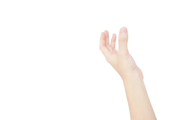 Χέρι Της Γυναίκας Χειρονομίες Λευκό Φόντο — Φωτογραφία Αρχείου