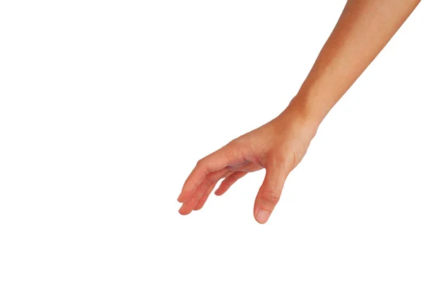 Ręka Kobiety Gestach Białym Tłem — Zdjęcie stockowe