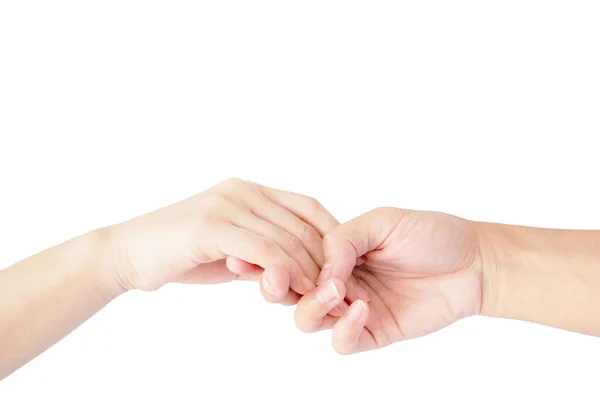 Hand Man Woman Hold Hands Show Love Isolated White Background — Stock Photo, Image