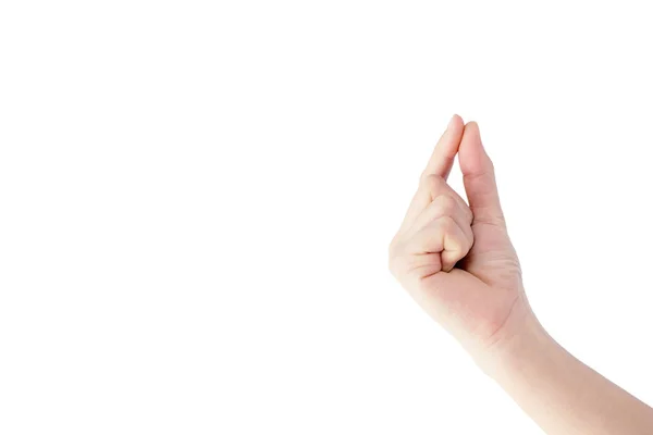 Hand Asian Woman Catch Small Thing Isolated White Background — Stock Photo, Image