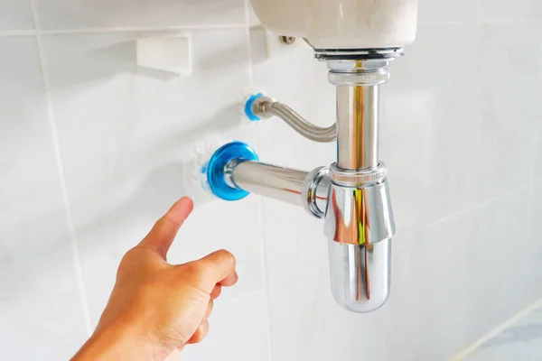 Dit Installatie Van Water Inlaat Pijp Installatie Van Riool Voor — Stockfoto