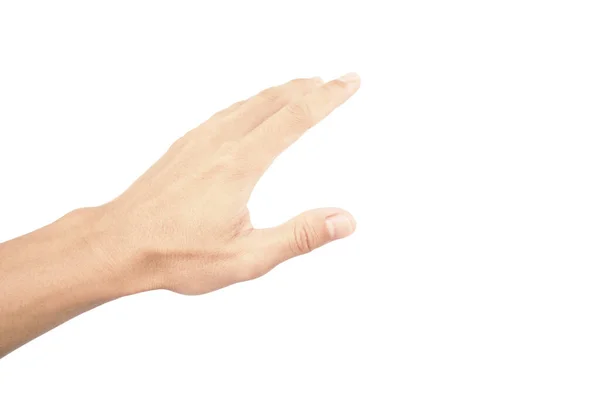 Mostrar Volta Mão Homem Gesto Contato Isolado Fundo Branco — Fotografia de Stock