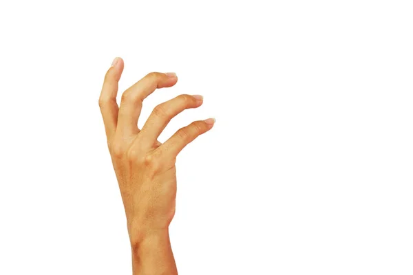 Zbliżenie Pokaż Ręka Człowieka Swing Palec Górę Odizolowany Białym Tle — Zdjęcie stockowe
