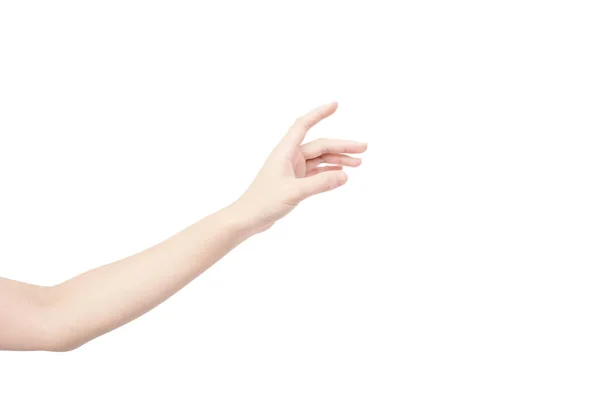 Handgeste Asiatischer Frau Zeigt Auf Weißem Hintergrund Berührungsängste — Stockfoto