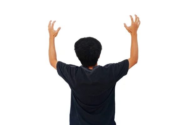 Mann Zeigt Wütende Geste Indem Die Hände Isoliert Auf Weißem — Stockfoto