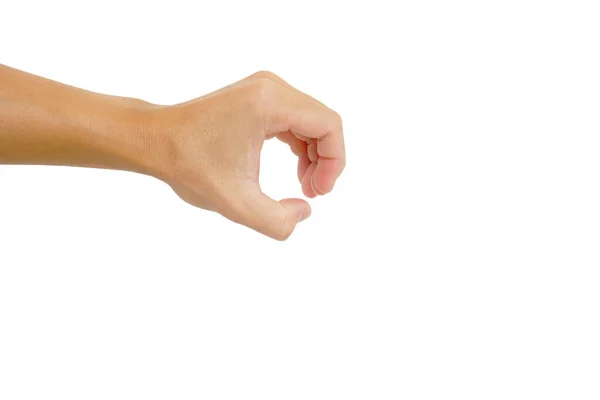 Geste Der Hand Greift Nach Fang Auf Weißem Hintergrund — Stockfoto