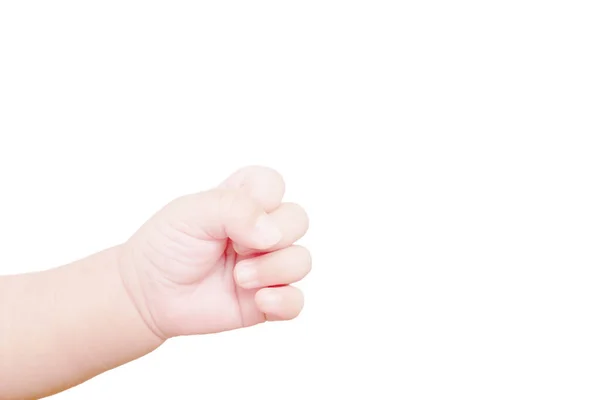Aylık Bir Bebeğin Eli Beyaz Arka Planda Izole Edilmiş Yumruk — Stok fotoğraf