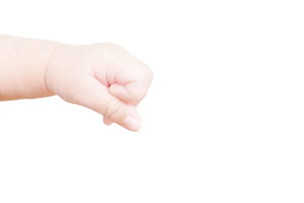 Рука Немовляти Віці Трьох Місяців Показує Жест Кулака Ізольовано Білому — стокове фото