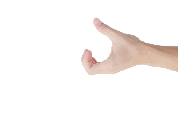 Ręka Człowieka Jest Chwycić Gest Coś Izolowane Białym Tle — Zdjęcie stockowe