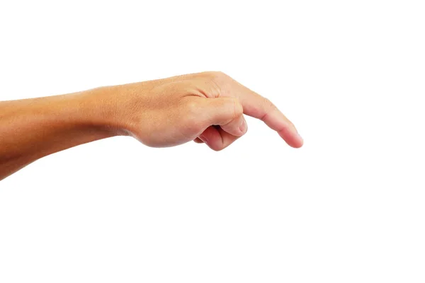 Ręka Człowieka Jest Raach Obecnie Nacisnąć Przycisk Przez Palec Wskazujący — Zdjęcie stockowe