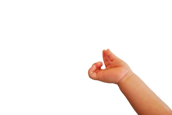 Mano Del Bebé Agarrar Gesto Para Tomar Conseguir Algo Aislado — Foto de Stock