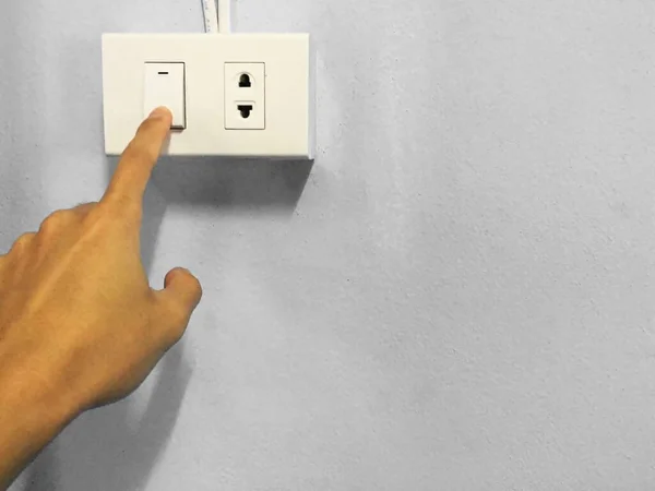 Use Finger Press Switch Wall — Stock Photo, Image