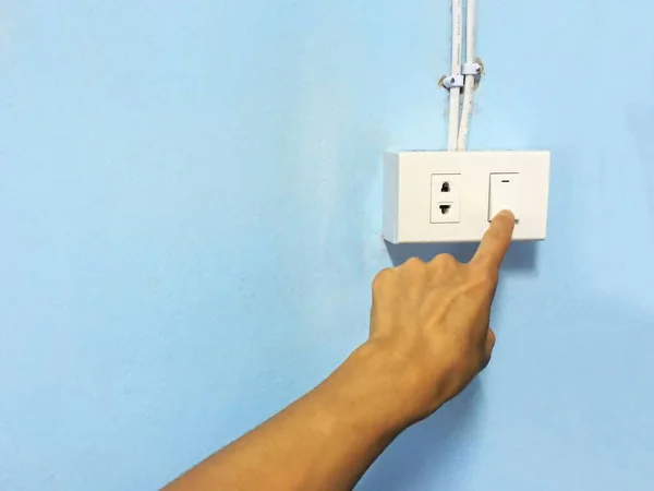 Use Finger Press Switch Wall — Stock Photo, Image