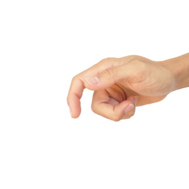 İnsanın el işaretleri beyaz arka planda izole edilmiş el hareketlerindedir.
