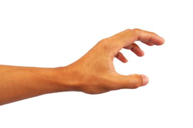 El hareketi, beyaz arkaplanda izole edilmiş bir şey yakalamaktır.