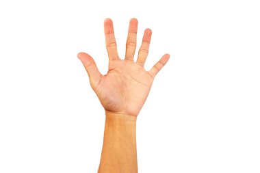 Beyaz arka planda izole edilmiş o el hareketini göster.