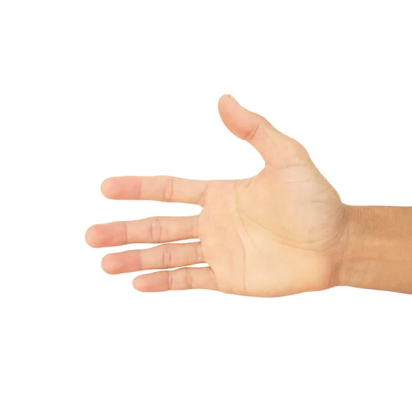 Zbliżenie Sygnałów Dłoni Człowieka Jest Gestach Izolowanych Białym Tle — Zdjęcie stockowe