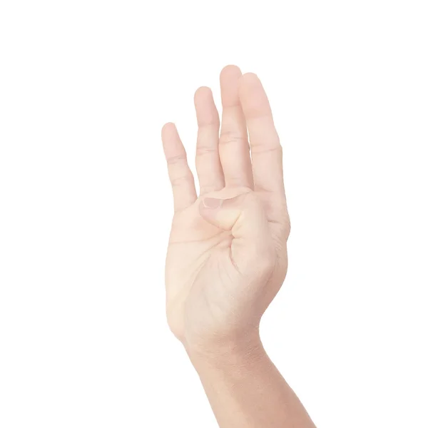 Ręka Azjatyckiego Mężczyzny Gestach Odizolowanych Białym Tle — Zdjęcie stockowe