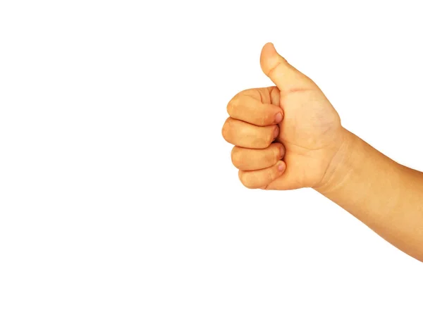 Рука Товстої Дівчини Жестах Показу Символу Руки Ізольовано Білому Тлі — стокове фото