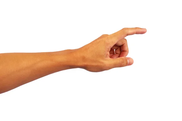 Die Hand Des Menschen Streckt Etwas Mit Dem Zeigefinger Auf — Stockfoto