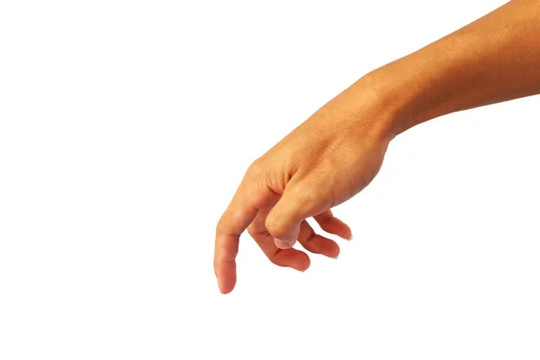 Χέρι Του Ανθρώπου Είναι Φτάσει Κάτω Για Χρήση Πατήστε Δείκτη — Φωτογραφία Αρχείου