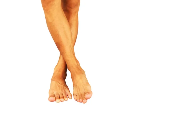 Beyaz Arka Planda Tek Başına Dururken Insanın Bacak Hareketi Rahatlatıcı — Stok fotoğraf